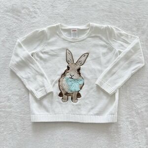 Gymboree Girls 5T‎ White Bunny Rabbit Sweater Easter Long Sleeve Cotton Cute